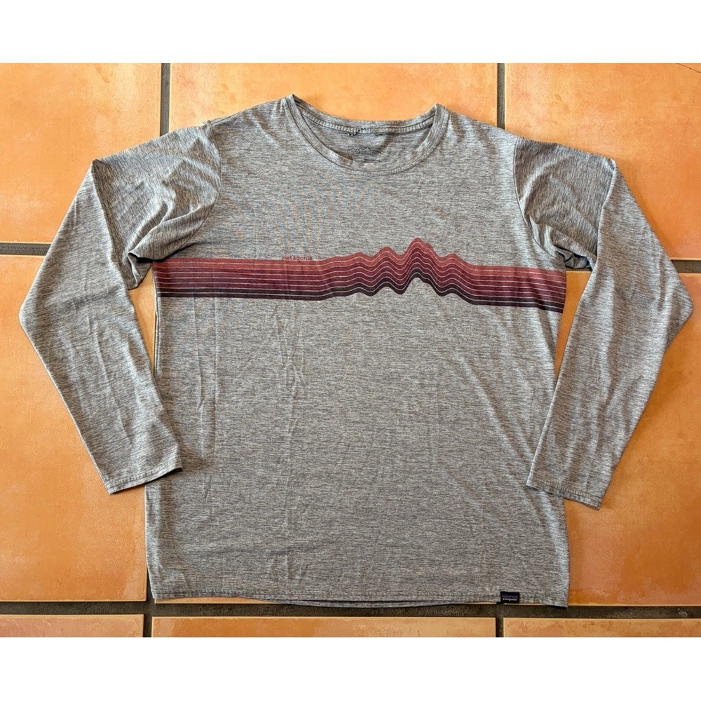 Women Patagonia Capilene Long  Sleeve Shirt Size: X-Large Grey Ridge Rise Stripe